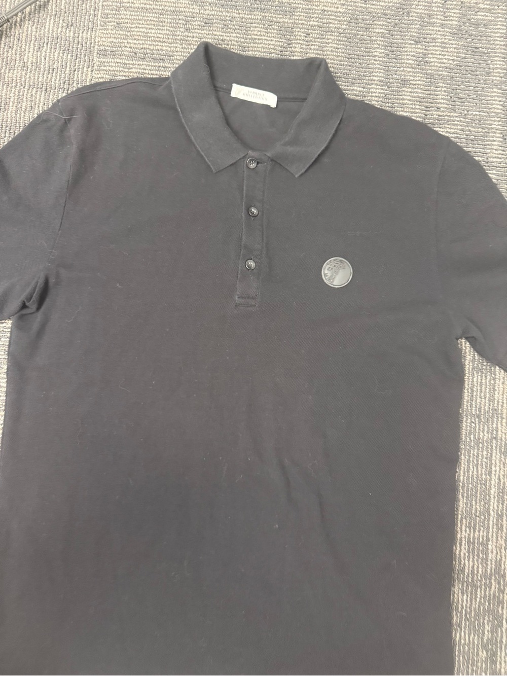Versace Black Polo with Raised Medusa Emblem